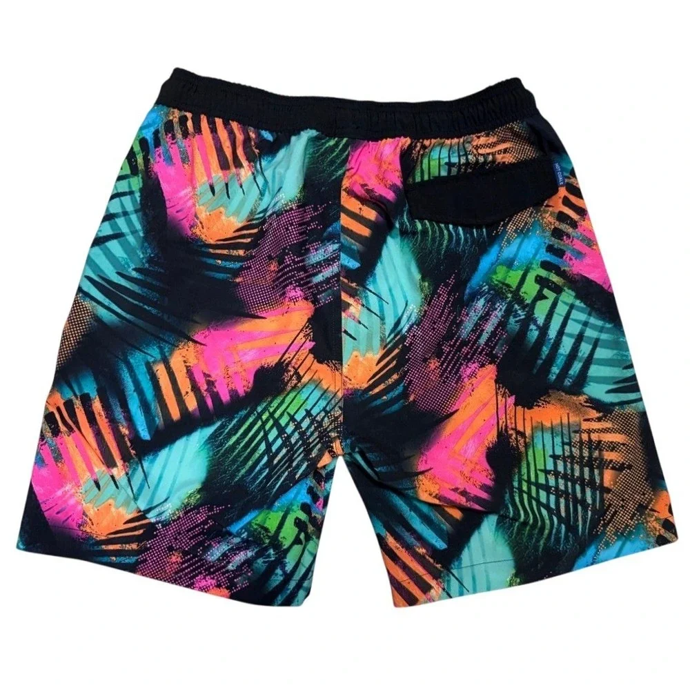 Hot Coals Swim Trunks Mens M Multi‎ Color Tropical Palm Abstract Board Shorts